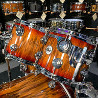 ~WOW!~ DW Collector's Series SSC Maple 4-Piece 10/12/16/22 Drum Kit Set in Rich Red Burst Lacquer over Exotic Tigerwood with Chrome Hardware