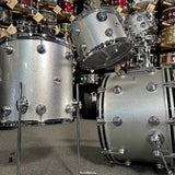 DW 8/10/13/16/24" Collectors Series Cherry/Mahogany Drum Kit Set in Silver Flake Over Course Silver Metallic Lacquer Specialty