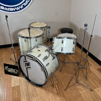 *RARE* Vintage 60's Slingerland Gene Krupa 13/16/20 Floor Tom/22" Drum Set Kit in White Marine Pearl (Complete w/ Hardware & Super Gene Krupa Solid 1-Ply Maple RadioKing Snare)