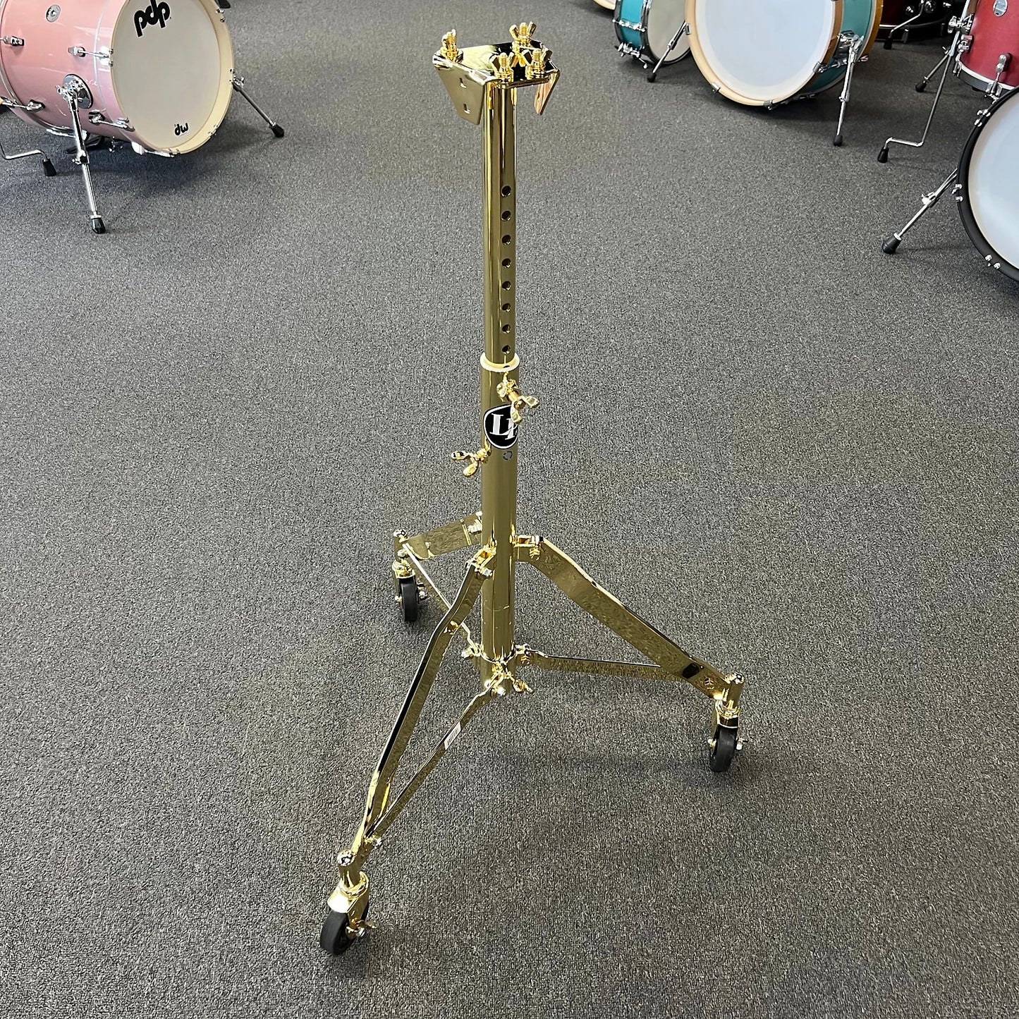 *BENTLEY'S EXCLUSIVE* LP Latin Percussion Gold-Plated Rolling Double Conga Stand *IN STOCK*