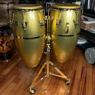 *BENTLEY'S EXCLUSIVE* LP Latin Percussion Gold-Plated Rolling Double Conga Stand *IN STOCK*