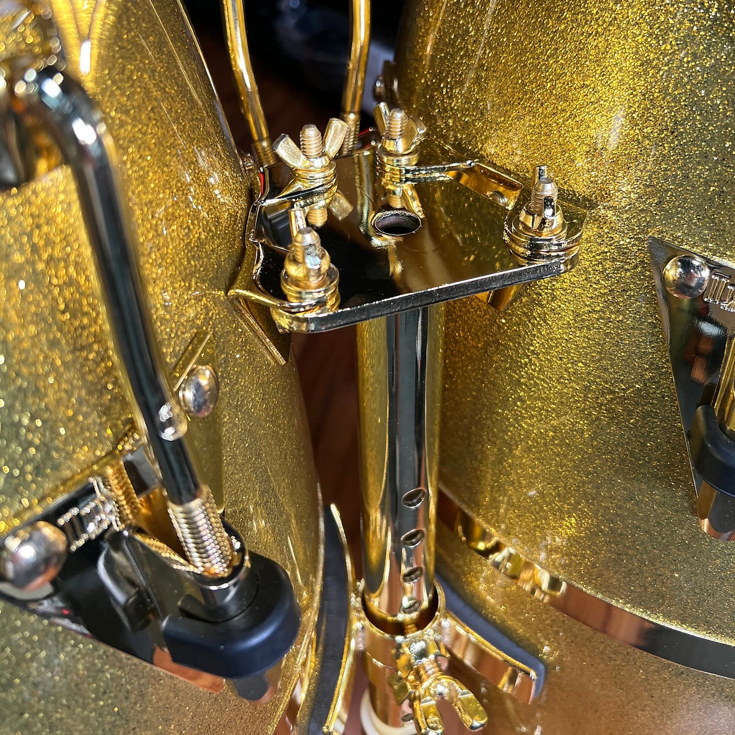 *BENTLEY'S EXCLUSIVE* LP Latin Percussion Gold-Plated Rolling Double Conga Stand *IN STOCK*