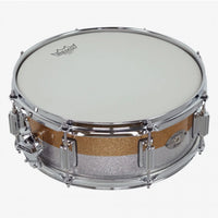 ~NEW!~ Rogers 24GSTT Powertone Series 5x14 Snare Drum in Gold/Silver Sparkle Two-Tone Lacquer (SAVE $175!)