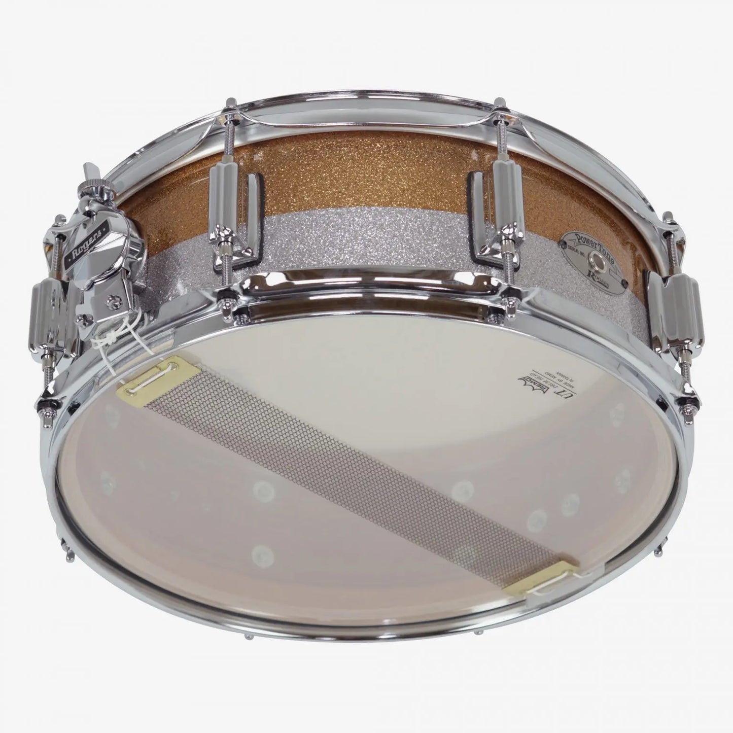 ~NEW!~ Rogers 24GSTT Powertone Series 5x14 Snare Drum in Gold/Silver Sparkle Two-Tone Lacquer (SAVE $175!)