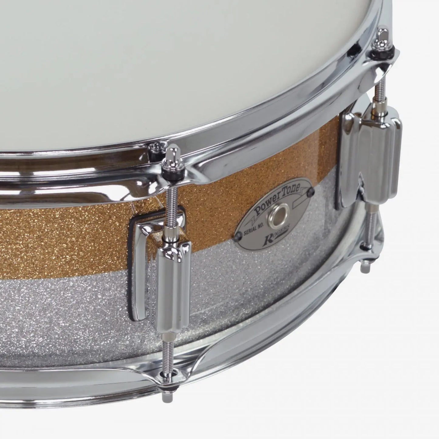 ~NEW!~ Rogers 24GSTT Powertone Series 5x14 Snare Drum in Gold/Silver Sparkle Two-Tone Lacquer (SAVE $175!)