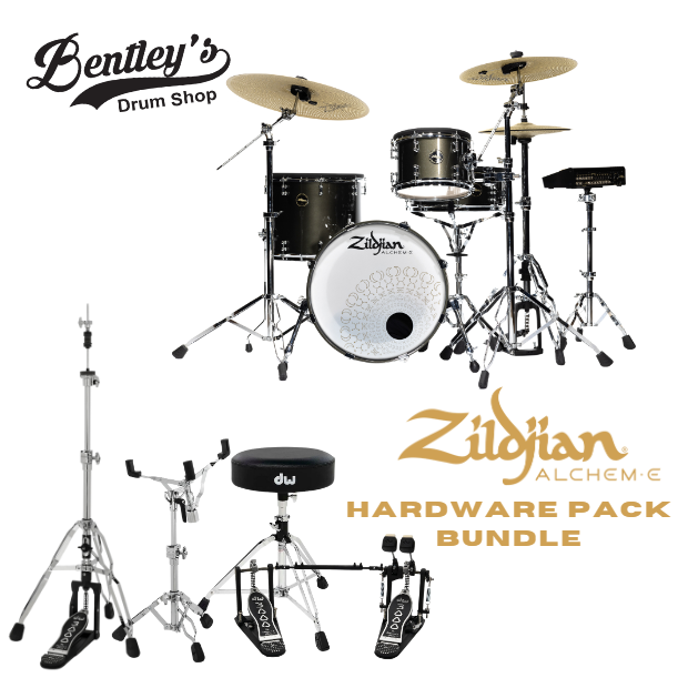 Zildjian ALCHEM-E Series ZAG Gold 10/14/14/18" Electronic Drum Set Kit w/DW 3000 Hardware Pack *Double Pedal