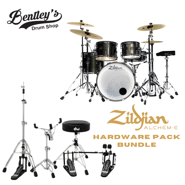 Zildjian ALCHEM-E Series ZAGEX Gold EX 10/12/14/14/20" Electronic Drum Set Kit w/DW3000 Hardware Pack *Double Pedal