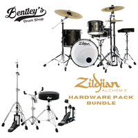 Zildjian ALCHEM-E Series ZAG Gold 10/14/14/18" Electronic Drum Set Kit w/DW 3000 Hardware Pack *Single Pedal