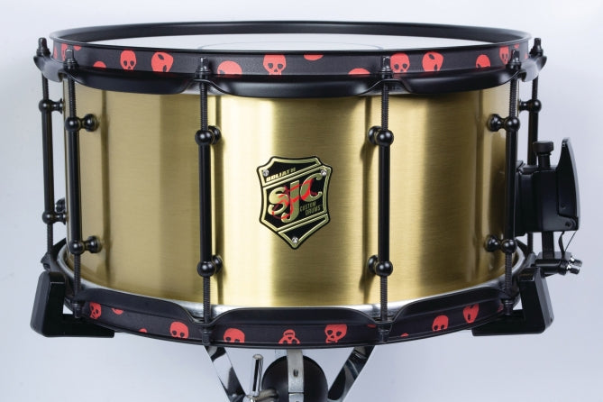 SJC Josh Dun Signature 7x14 Goliath Bell Brass Snare Drum w/ Black 'Spooky' Hoops