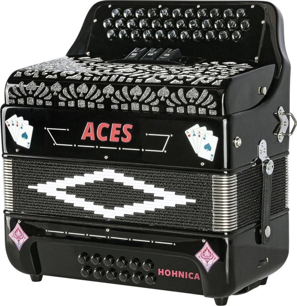 Hohner ACES II Diatonic Accordion - Keys of G/C/F in Black ACES II FBK