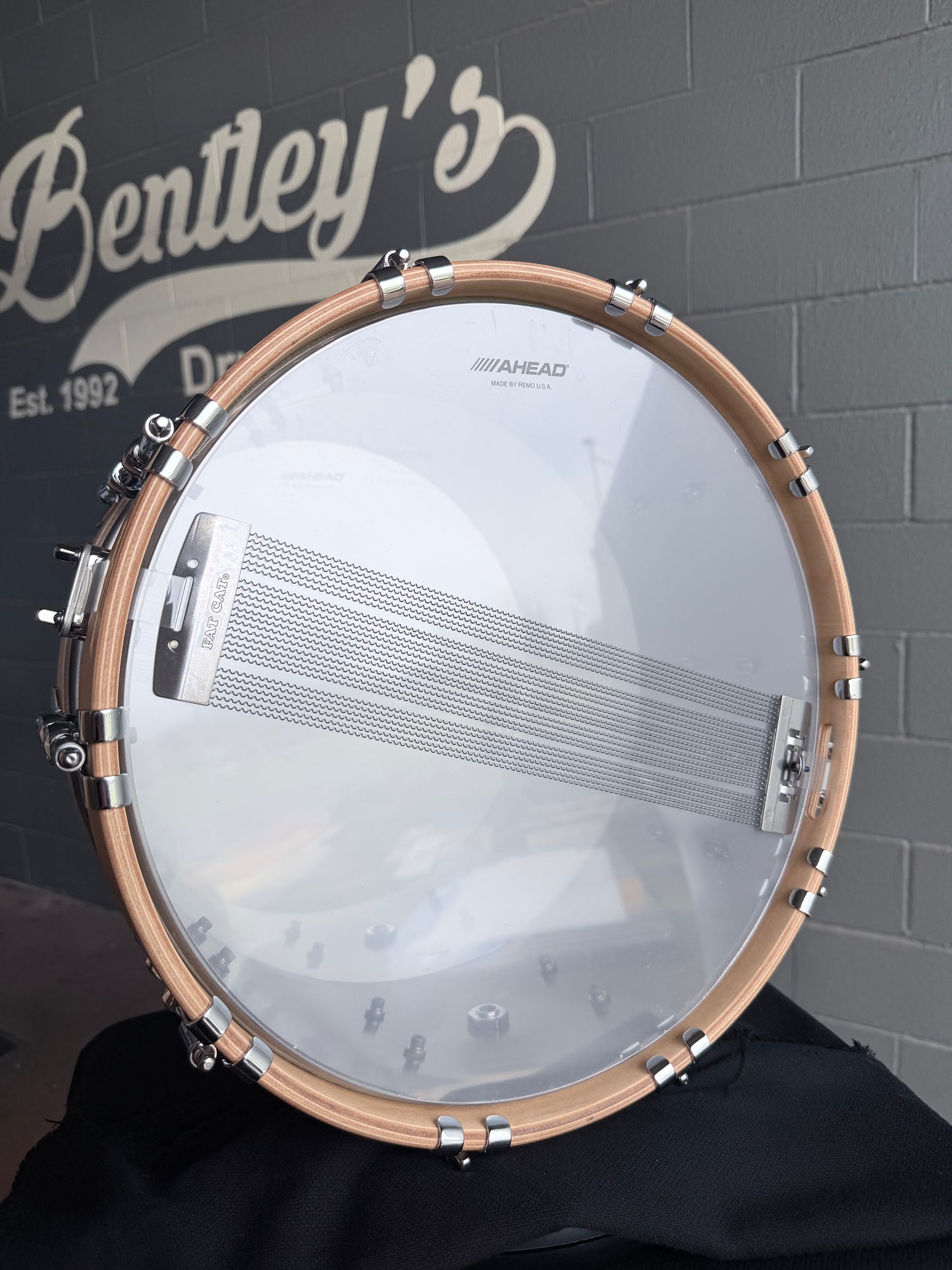 Ahead 6x14" Black Chrome over Bell Brass Snare Drum w/ Dunnett MetalWood Hoops