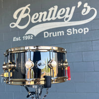 RARE DW Collector's Series 6.5x14" Engraved Art Duco Black Nickel Over Brass Snare Drum w/Gold Hardware