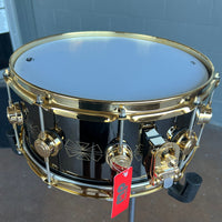 RARE DW Collector's Series 6.5x14" Engraved Art Duco Black Nickel Over Brass Snare Drum w/Gold Hardware