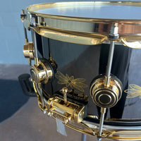 RARE DW Collector's Series 6.5x14" Engraved Floral Black Nickel Over Brass Snare Drum w/Gold Hardware