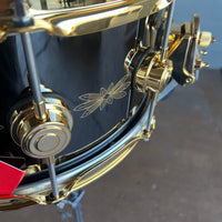 RARE DW Collector's Series 6.5x14" Engraved Floral Black Nickel Over Brass Snare Drum w/Gold Hardware