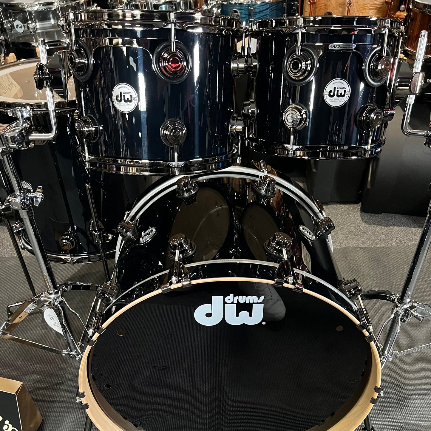 DW Collector's Series Pure Maple 10/12/16/22" Drum Set Kit in Piano Black w/ Black Nickel Hardware