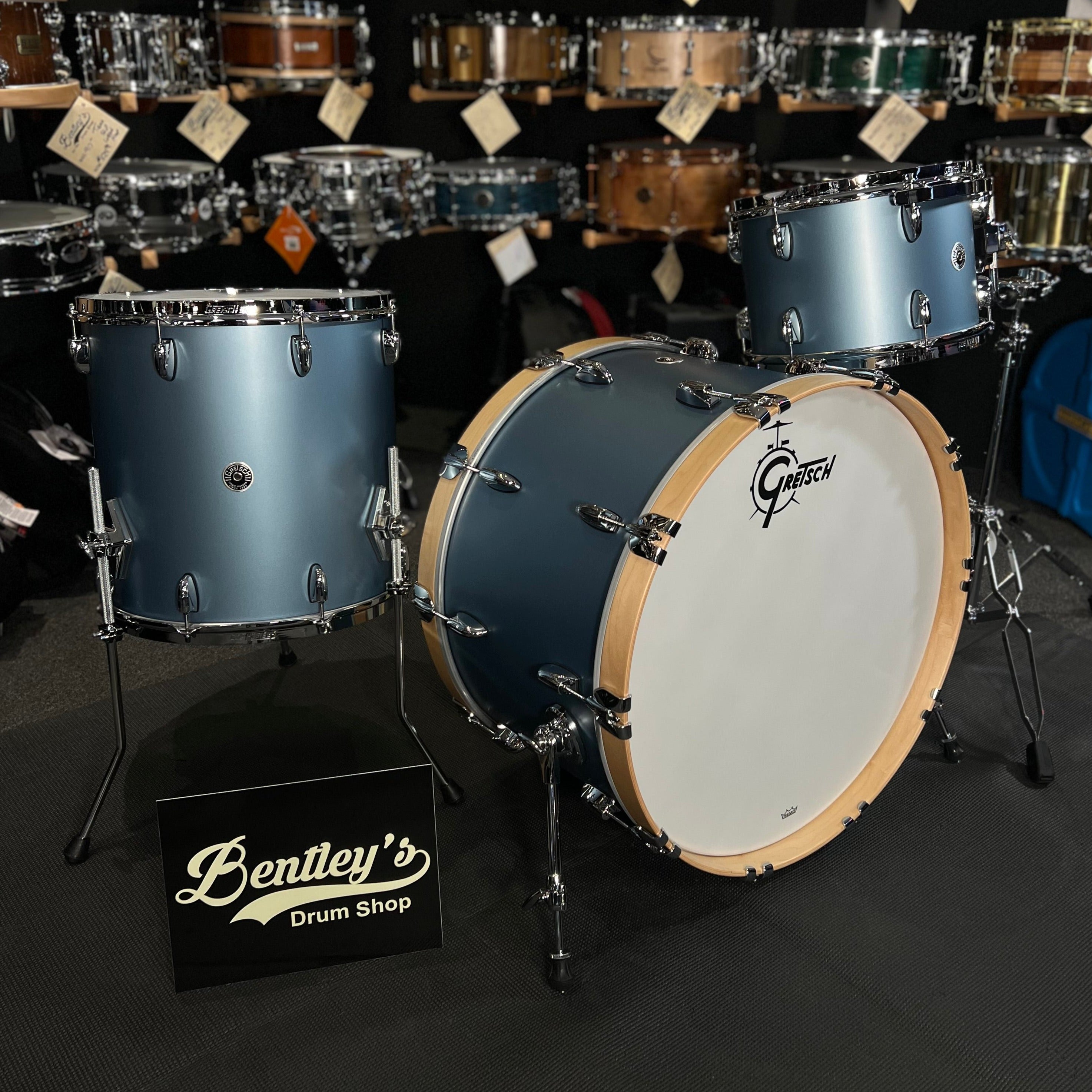 Gretsch Brooklyn Series 13 16 24 Drum Set Kit in Satin Ice Blue Metal Bentley s Drum Shop