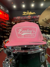 *NEW* Bentley's Drum Shop Trucker Snapback Hat in Pink with White Logo