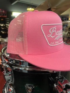 *NEW* Bentley's Drum Shop Trucker Snapback Hat in Pink with White Logo