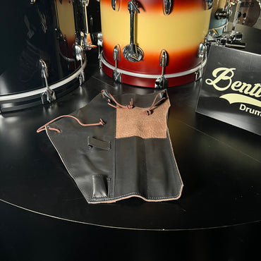 Bentley's Drum Shop Handmade Leather Stick Bag in Brown Alligator Suede