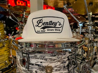 *NEW* Bentley's Drum Shop Trucker Snapback Hat in White with Black Logo