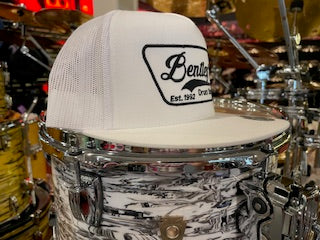 *NEW* Bentley's Drum Shop Trucker Snapback Hat in White with Black Logo