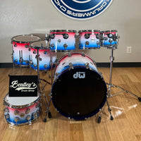 DW Collector's Series 333 Pure Maple 8/10/12/14/16/22" Drum Set Kit w/14" Matching Snare Drum in Red, White & Blue Lacquer Specialty