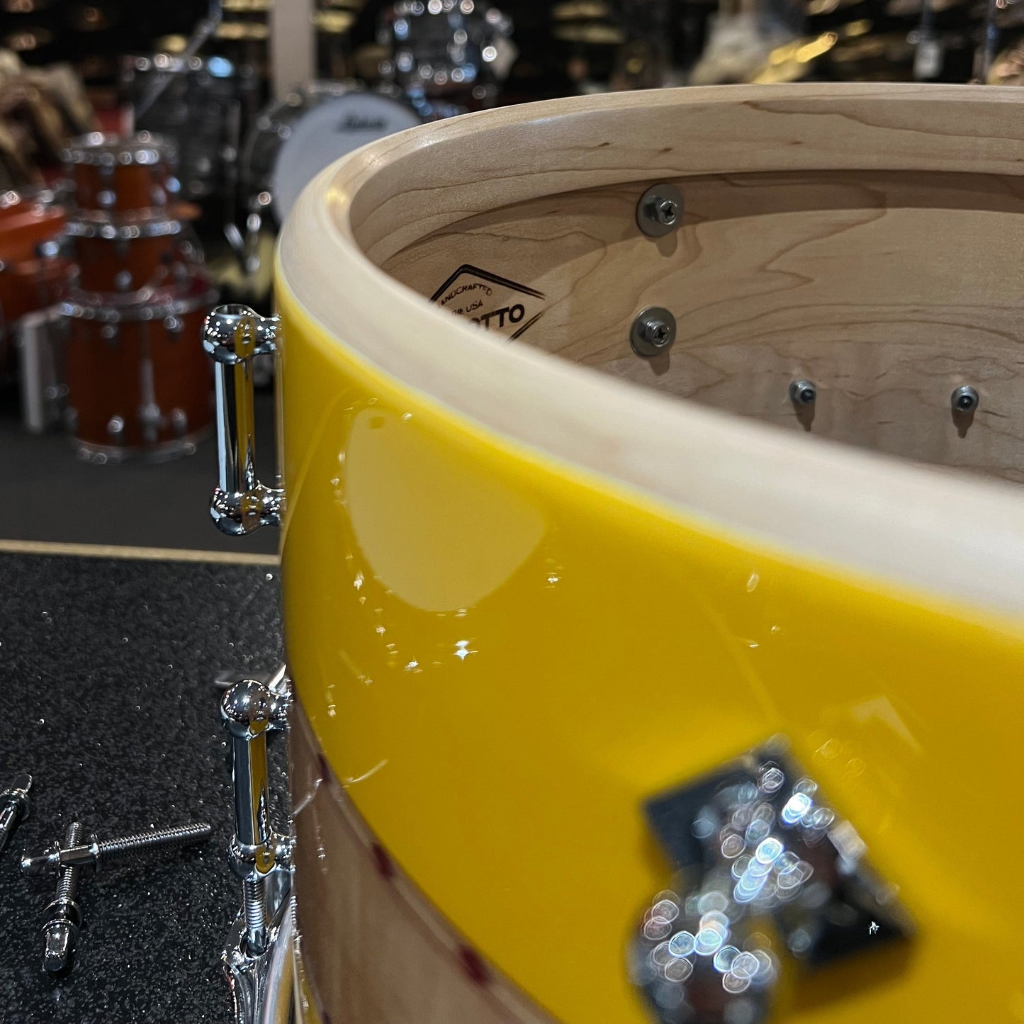 Craviotto Private Reserve Curly Maple 10/12/14/16/20" Drum Set Kit w/ 14" Matching Snare Drum in Tony Williams Yellow