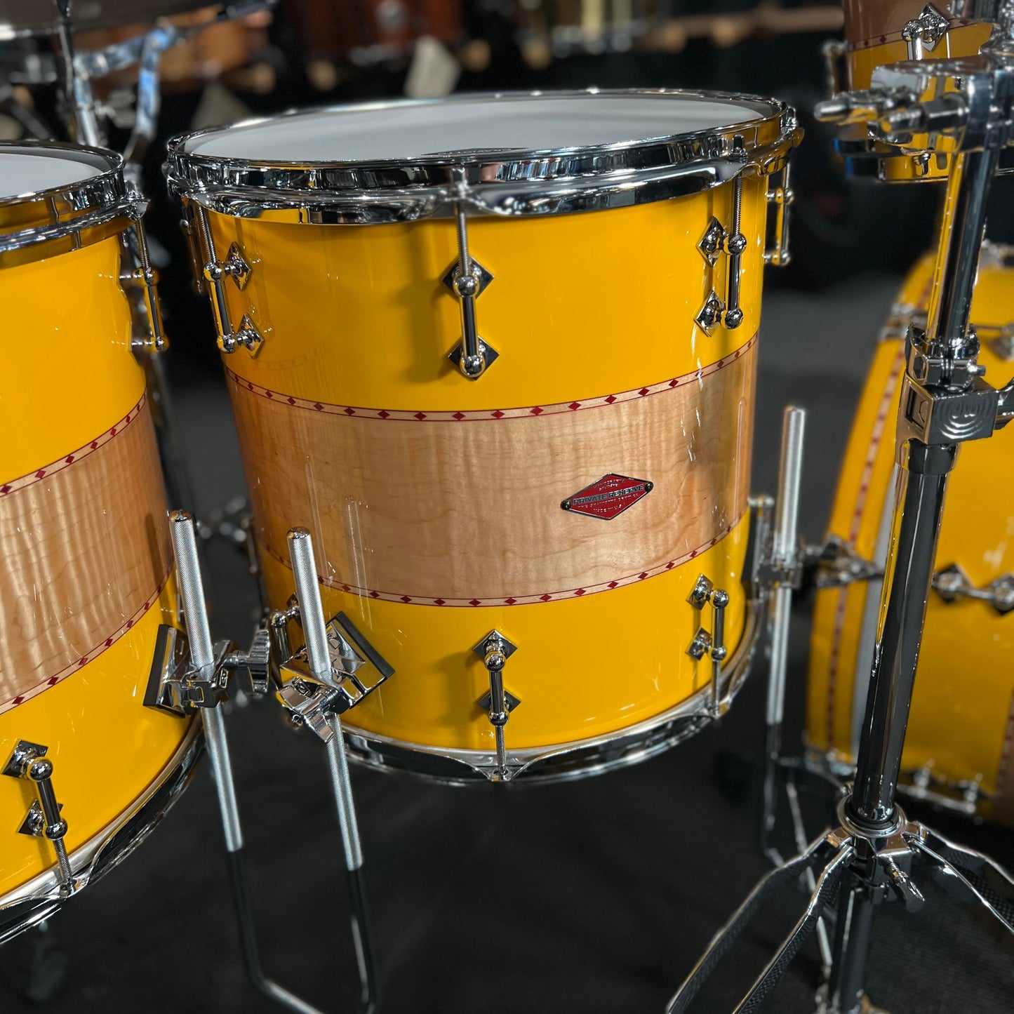 Craviotto Private Reserve Curly Maple 10/12/14/16/20" Drum Set Kit w/ 14" Matching Snare Drum in Tony Williams Yellow