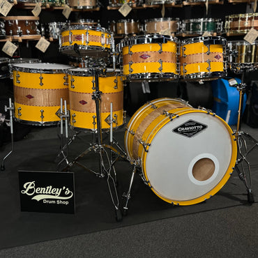 Craviotto Private Reserve Curly Maple 10/12/14/16/20" Drum Set Kit w/ 14" Matching Snare Drum in Tony Williams Yellow