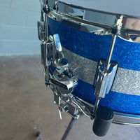 Rogers Dyna-Sonic Beavertail 6.5x14" Snare Drum in Blue Sparkle w/ Silver Sparkle Stripe