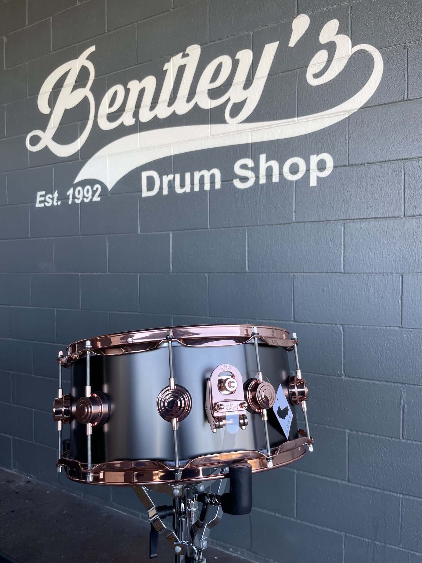 *NEW* DW DRVD6514SVPBK Collector's Series 6.5x14 Satin Black over Brass 10-Lug Snare Drum w/ Exclusive Copper Hardware