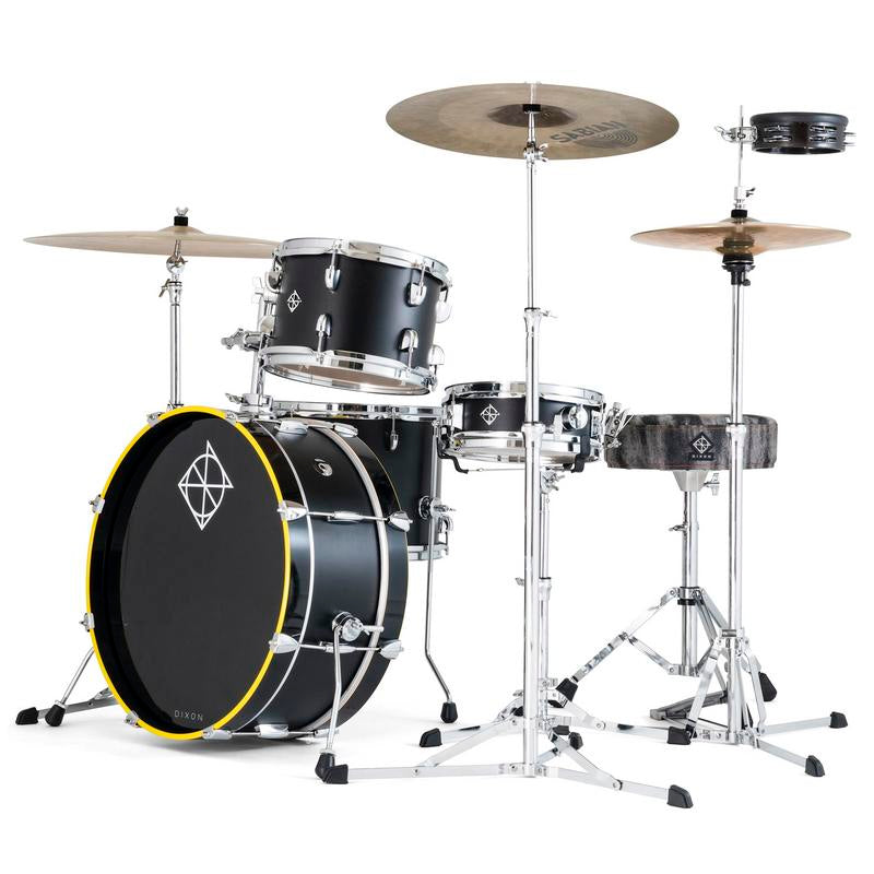 Dixon Little Roomer L520BK1 5-Piece Drum Kit Set in Black & Yellow Wrap