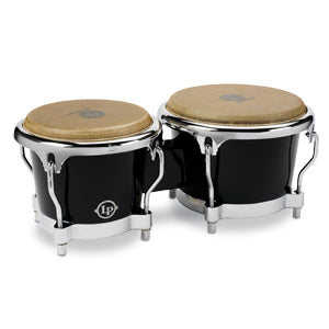 Bongós de fibra de vidrio LP Latin Percussion LP200XF-BK con aros Comfort Curve II