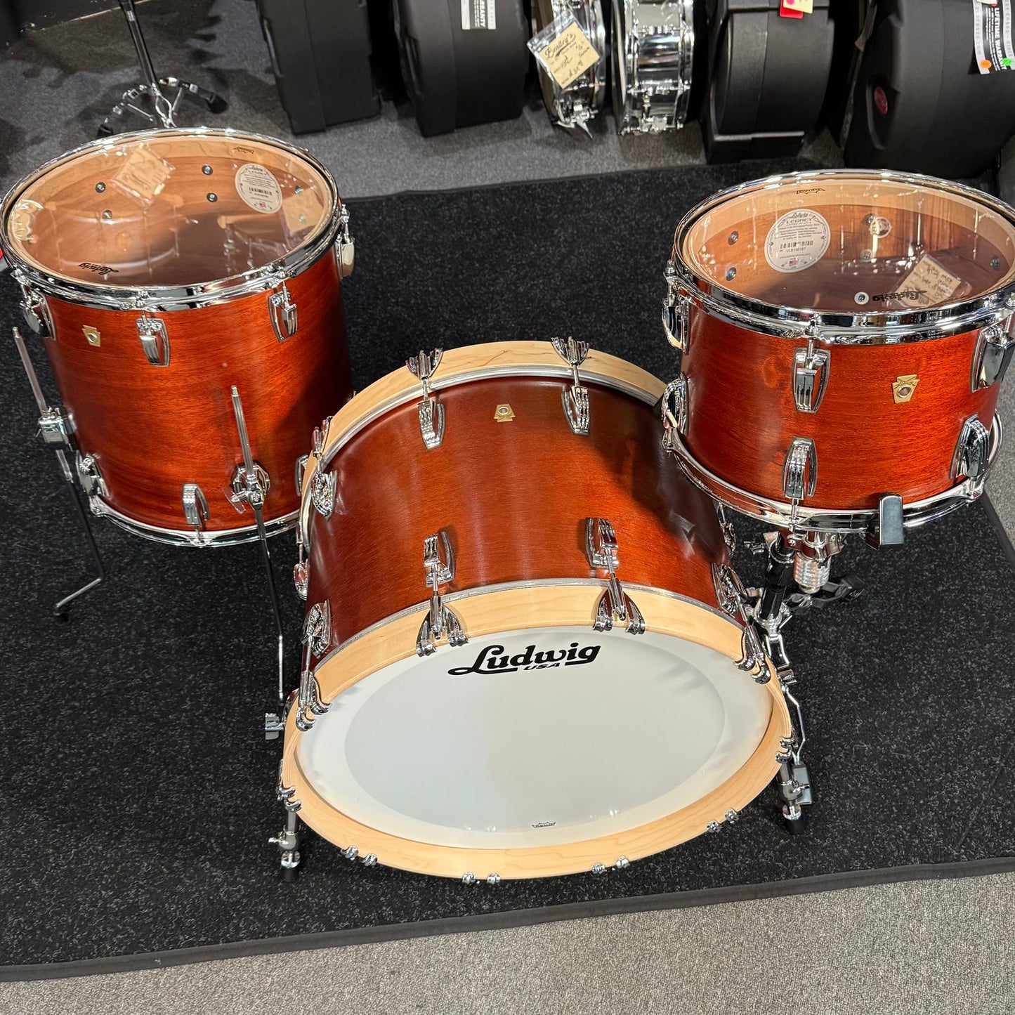 Ludwig Legacy Mahogany 3-Piece FAB 13/16/22 Drum Kit Set in Vintage Mahogany with Satin Natural Hoops