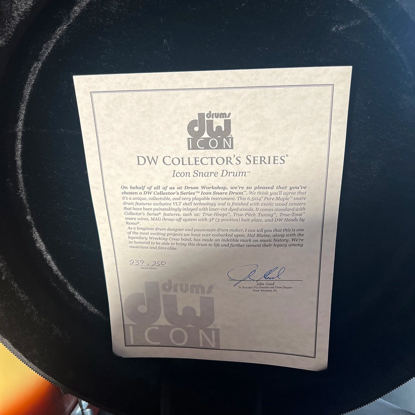 *RARE* DW Neil Peart Time Machine 6.5x14" ICON Snare Drum w/ Deluxe Case #239