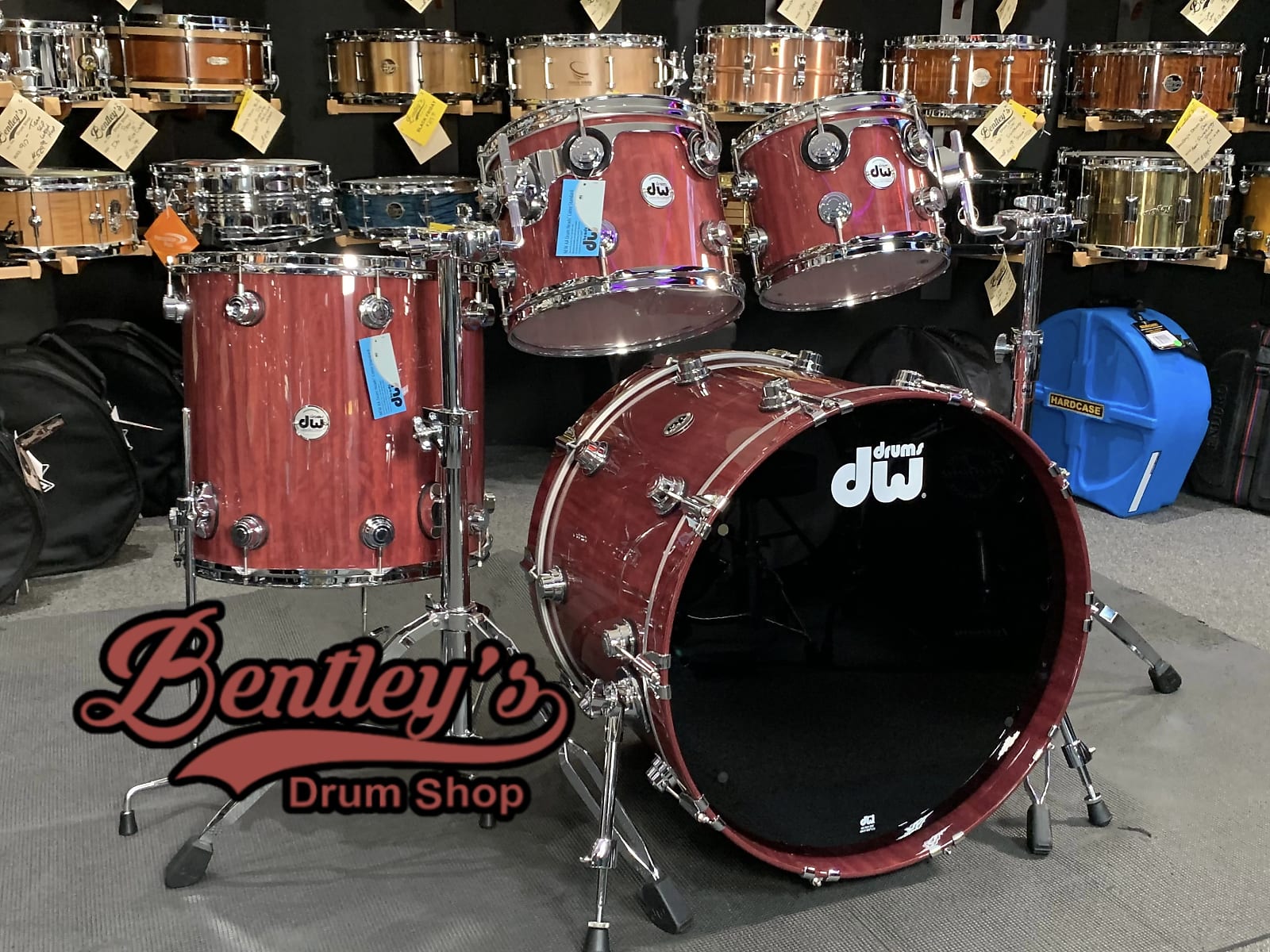 DW Collector's Series 10/12/16/22" Pure Quilted Purpleheart Drum Kit Set in Natural Gloss Lacquer w/ Chrome Hardware