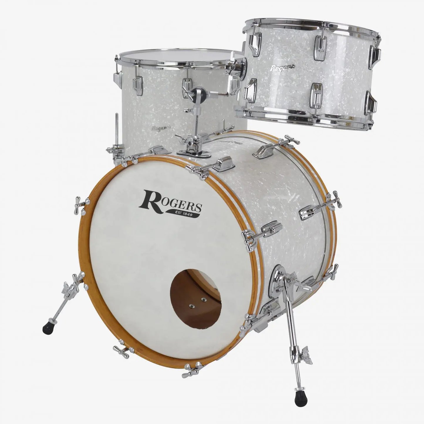 ~NEW!~ Rogers Powertone Series 3-Piece 13/16/22" Drum Kit Set in White Marine Pearl (SAVE OVER $475!)