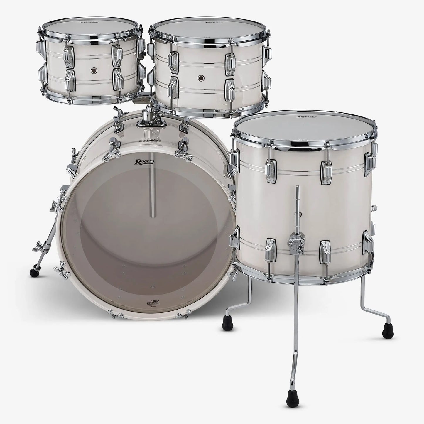 ~NEW!~ Rogers Powertone Series 4-Piece 10/12/14/20 Fusion Drum Kit Set in Antique Creme with Chrome Pinstripes (SAVE OVER $675!)
