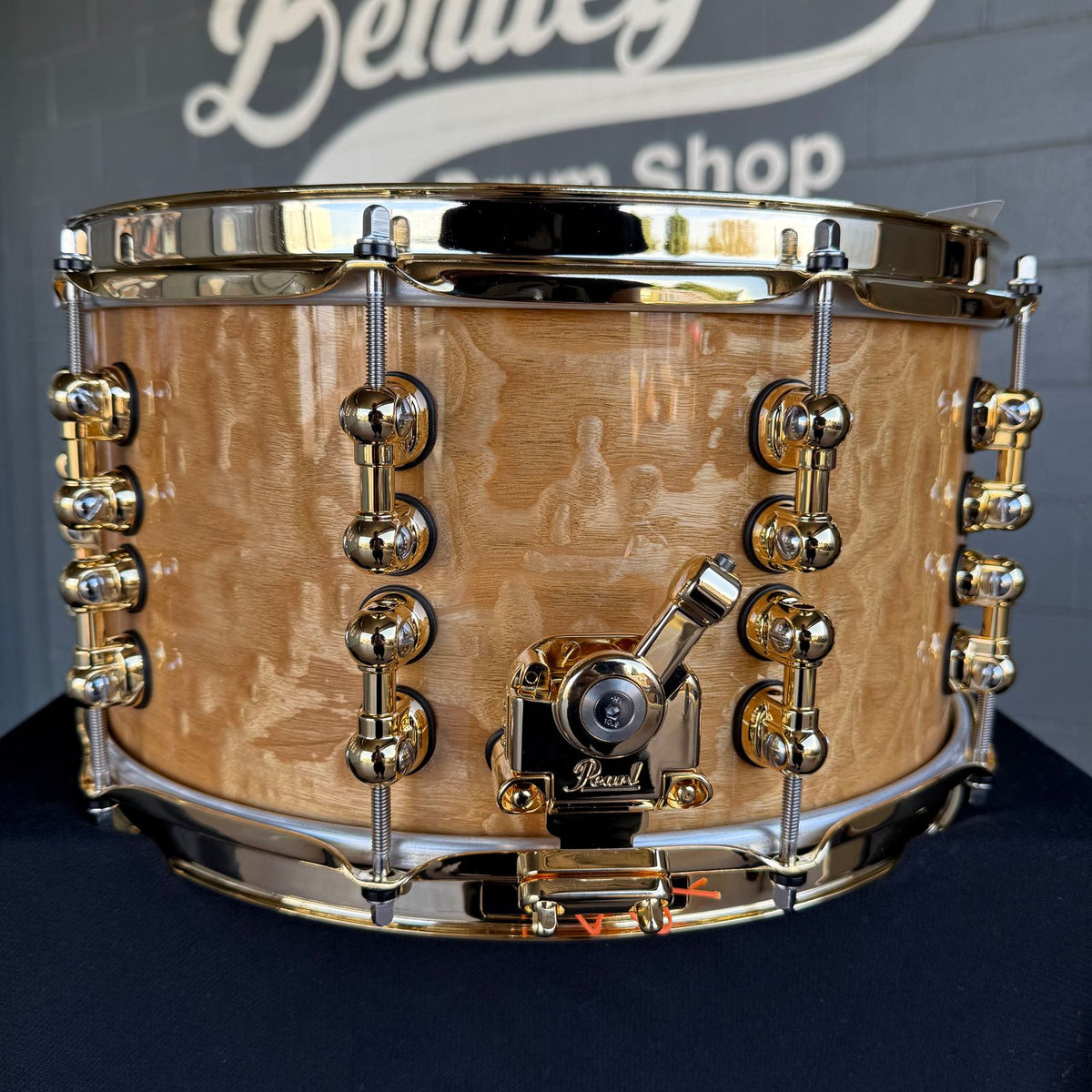 ~WOW!~ Pearl Masterworks Pure Oak 7x14" Snare Drum in Natural Gloss Lacquer over Exotic Artisan Tamo Ash with Gold Hardware