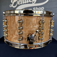 ~WOW!~ Pearl Masterworks Pure Oak 7x14" Snare Drum in Natural Gloss Lacquer over Exotic Artisan Tamo Ash with Gold Hardware