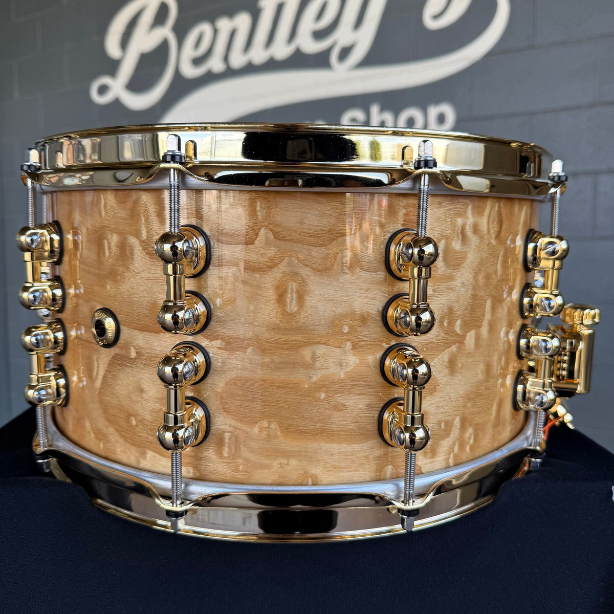 ~WOW!~ Pearl Masterworks Pure Oak 7x14" Snare Drum in Natural Gloss Lacquer over Exotic Artisan Tamo Ash with Gold Hardware