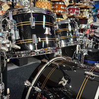 ~NEW!~ Rogers R-Series Maple 4-Piece 10/12/16/22 Drum Kit Set in Piano Black Gloss with Copper Pinstripe