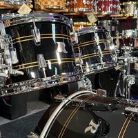 ~NEW!~ Rogers R-Series Maple 6-Piece 8/10/12/14/16/22 Drum Kit Set in Piano Black Gloss with Copper Pinstripe