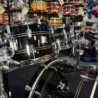 ~NEW!~ Rogers R-Series Maple 5-Piece 10/12/16/18/22 Drum Kit Set in Piano Black Gloss with Copper Pinstripe