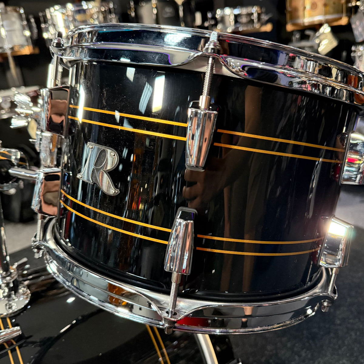 ~NEW!~ Rogers R-Series Maple 3-Piece 12/14/18 Bop Drum Kit Set in Piano Black Gloss with Copper Pinstripe