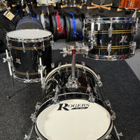 ~NEW!~ Rogers R-Series Maple 3-Piece 12/14/18 Bop Drum Kit Set in Piano Black Gloss with Copper Pinstripe