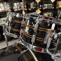 ~NEW!~ Rogers R-Series Maple 4-Piece 10/12/16/22 Drum Kit Set in Piano Black Gloss with Copper Pinstripe