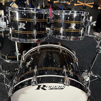 ~NEW!~ Rogers R-Series Maple 4-Piece 10/12/16/22 Drum Kit Set in Piano Black Gloss with Copper Pinstripe
