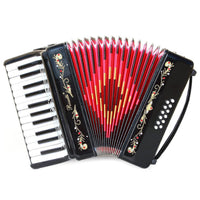 Rossetti 2512-BK Piano Accordion with 25 Piano Keys & 12 Bass Buttons in Black